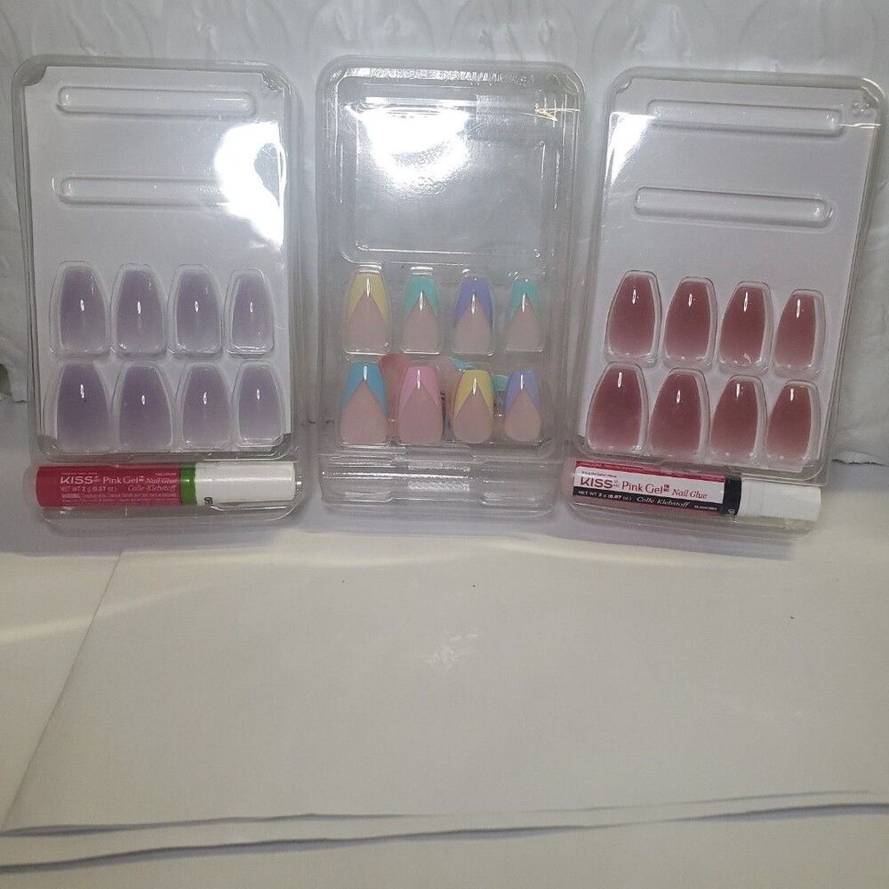 NEW PRESS ON NAILS BUNDLE 3 ASSORTED COLOR SETS   A1